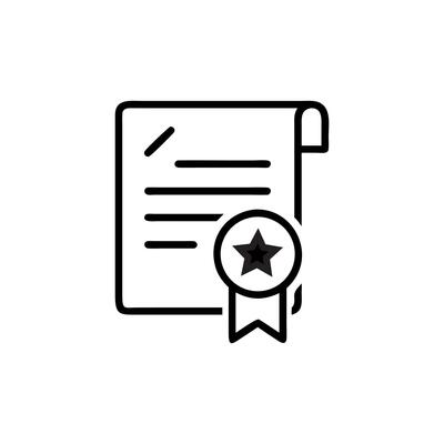 A certificate document with a small star, symbolizing official recognition.