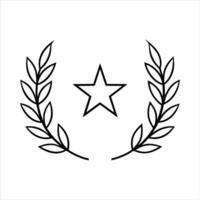 A thin-lined laurel wreath encircles a star to convey honor and excellence vector