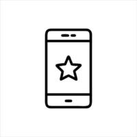 A smartphone displaying an app with a star, symbolizing a featured application. vector