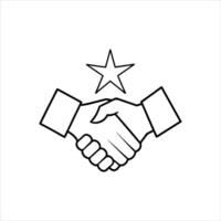 A handshake with a star floating above, representing a successful partnership vector