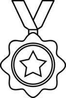 Medal hanging from a ribbon with a centered star, emphasizing success. vector