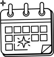 Minimalist calendar page icon with a small star marking an important date vector