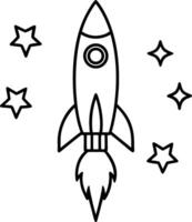 A simple rocket launching upward with stars around it, representing success and big dreams. rocket vector