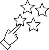 Hand selecting stars to represent user ratings or quality selection vector