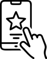 A smartphone displaying an app with a star, symbolizing a featured application. and a hand is holding the phone vector