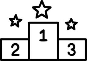 A minimalist 1st 2nd-3rd place podium with numbers and stars above each level vector