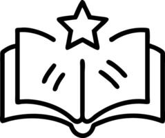 an open book with a star badge floating above vector