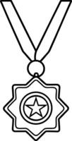 Medal hanging from a ribbon with a centered sta vector