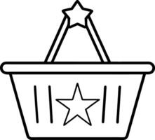 Simple shopping basket with a star on it vector