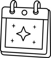 A Minimalist calendar page icon with a small star vector