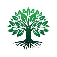 Tree logo Stylized Silhouettes with round Leaves and Circular logo vector