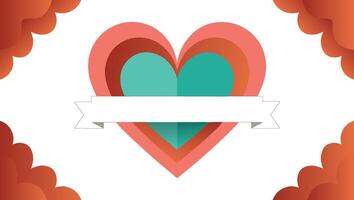 A heart with a ribbon and a banner on it vector