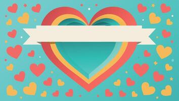 A colorful heart with a banner on it vector