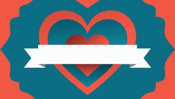 A red and blue heart with a ribbon on it vector