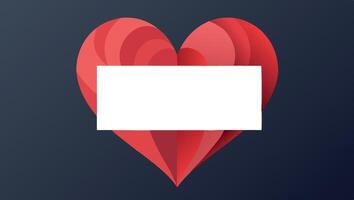 A heart shaped paper with a blank card in the middle vector