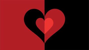 Two hearts are shown on a red and black background vector