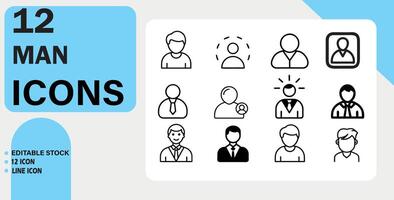 A set of outline icons related to avatars for the user interface. Linear icon collection. Editable stroke.illustration vector