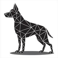 A black and white illustration of a dog made of triangles vector