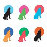 Howling Wolves in a Kaleidoscope of Colors Graphic Illustration vector