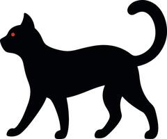 The Feline Silhouette with Glowing Red Eyes Against a Dark Background vector