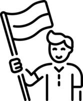 A character holding a flag, linear style icon vector