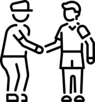 Trendy Two characters doing handshake, line style icon vector