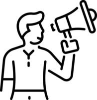 A linear style icon of a protesting character vector