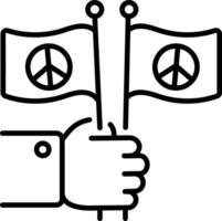 A linear style icon of two protest flags vector