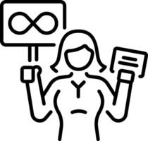 A linear style icon of an activist character vector