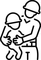 A linear style icon showing an embracing character vector