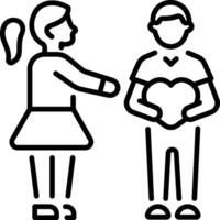 A linear style icon showing forgiveness act vector