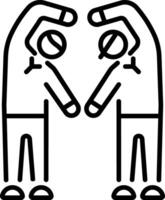 Two characters making heart with hands, linear style icon vector