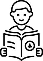 A studying character icon in linear style vector
