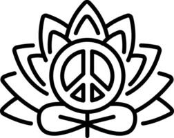 A linear style icon showing a peace flower vector