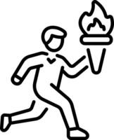 A character holding a torch bearer, line style icon vector
