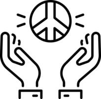 A linear style icon showing peace support vector