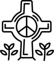 A linear style icon of a peace symbol vector