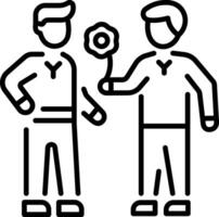A linear style icon showing friendship between two characters vector