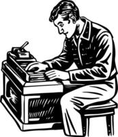 Vintage style illustration showing a typewriter vector