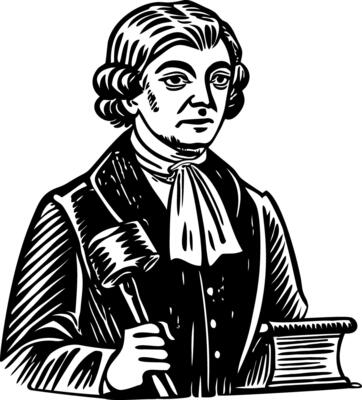 Vintage sketchy style illustration of a court judge