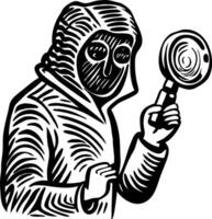 A forensic analyst illustration in vintage sketchy style vector