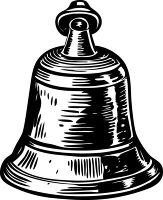 A bell illustration in vintage sketchy style