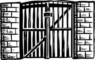 Sketchy style illustration of a secure prison gate vector