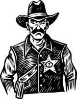 Vintage sketchy style illustration of a sheriff character vector