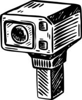 Sketchy style illustration showing a speed radar vector