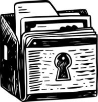 Sketchy illustration showing a confidential file folder vector