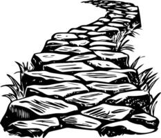 A vintage style illustration of a stony path vector