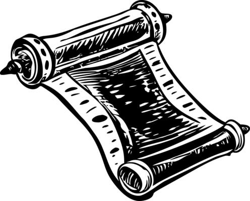 A drawing style illustration depicting a sacred scroll