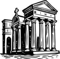 A vintage style illustration showing church columns vector