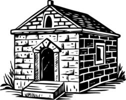 An illustration of a stone chapel designed in vintage style vector